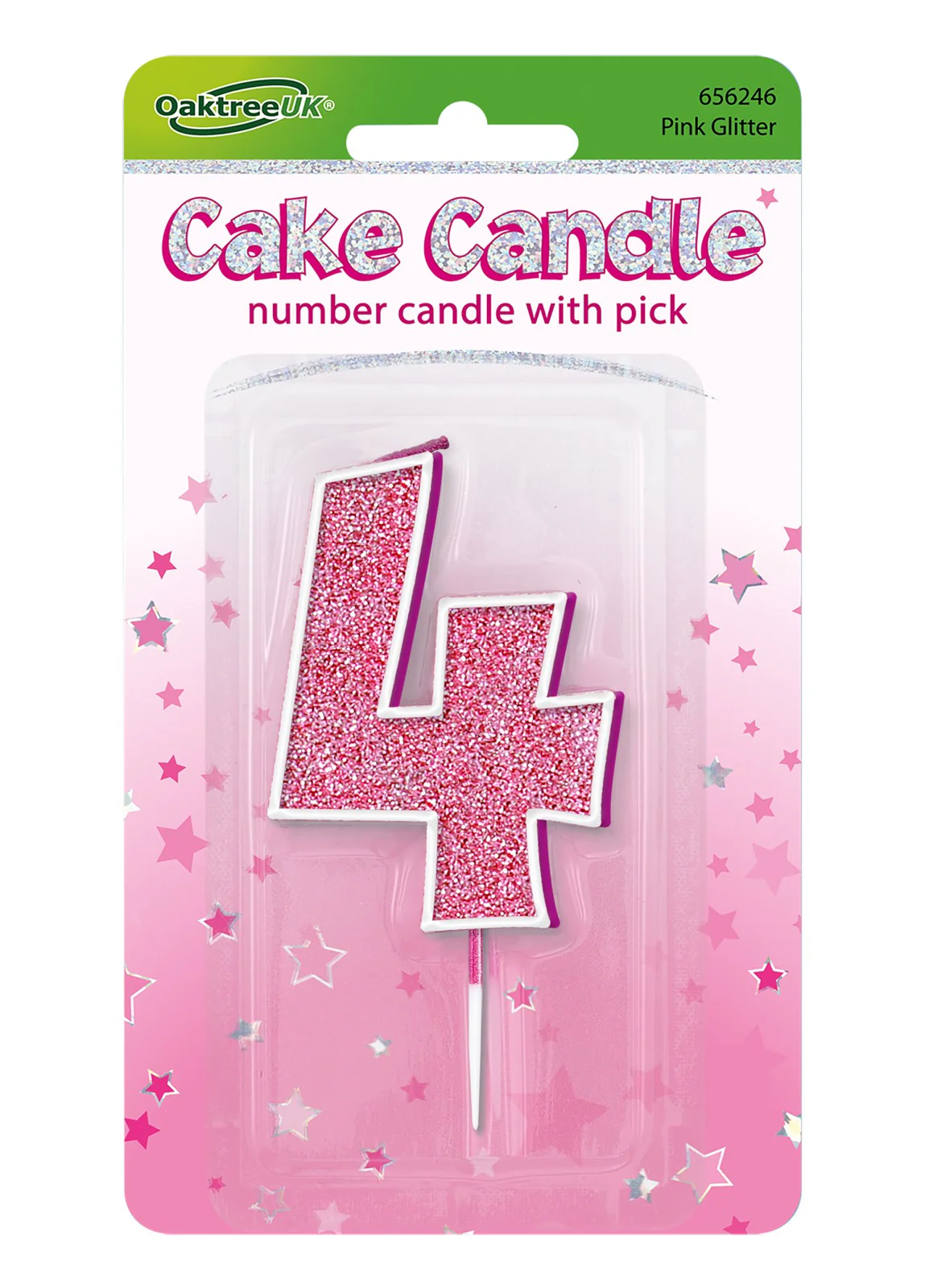 Pink Glitter Number 4 Candle - Image 2