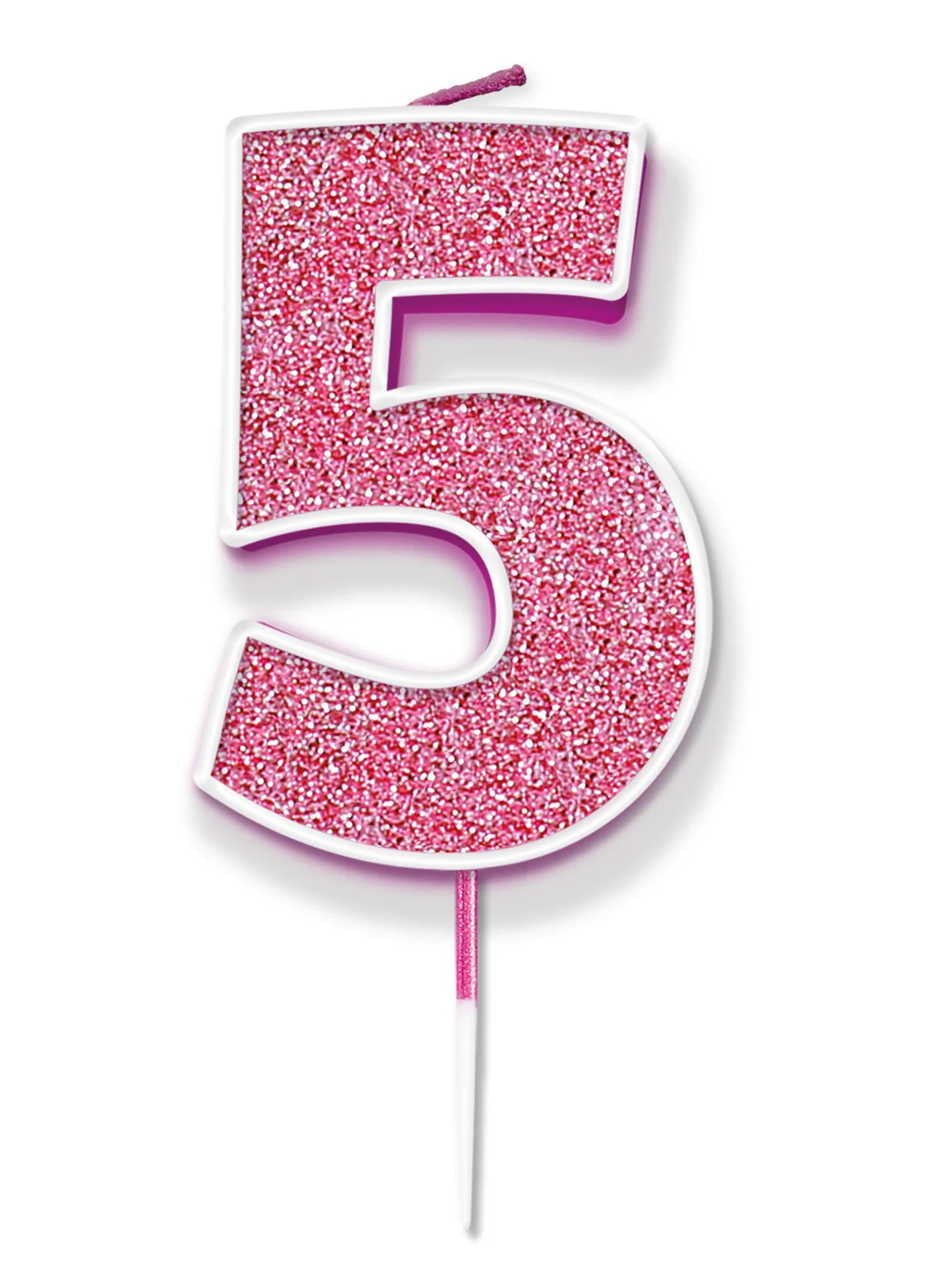 Pink Glitter Number 5 Candle