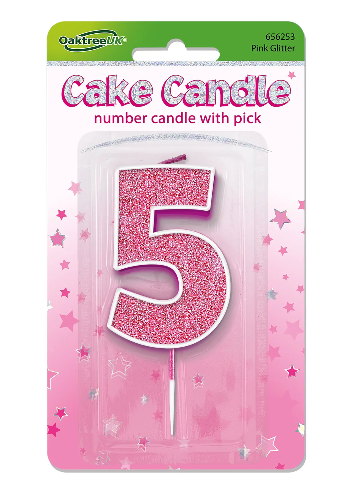 Pink Glitter Number 5 Candle - Image 2
