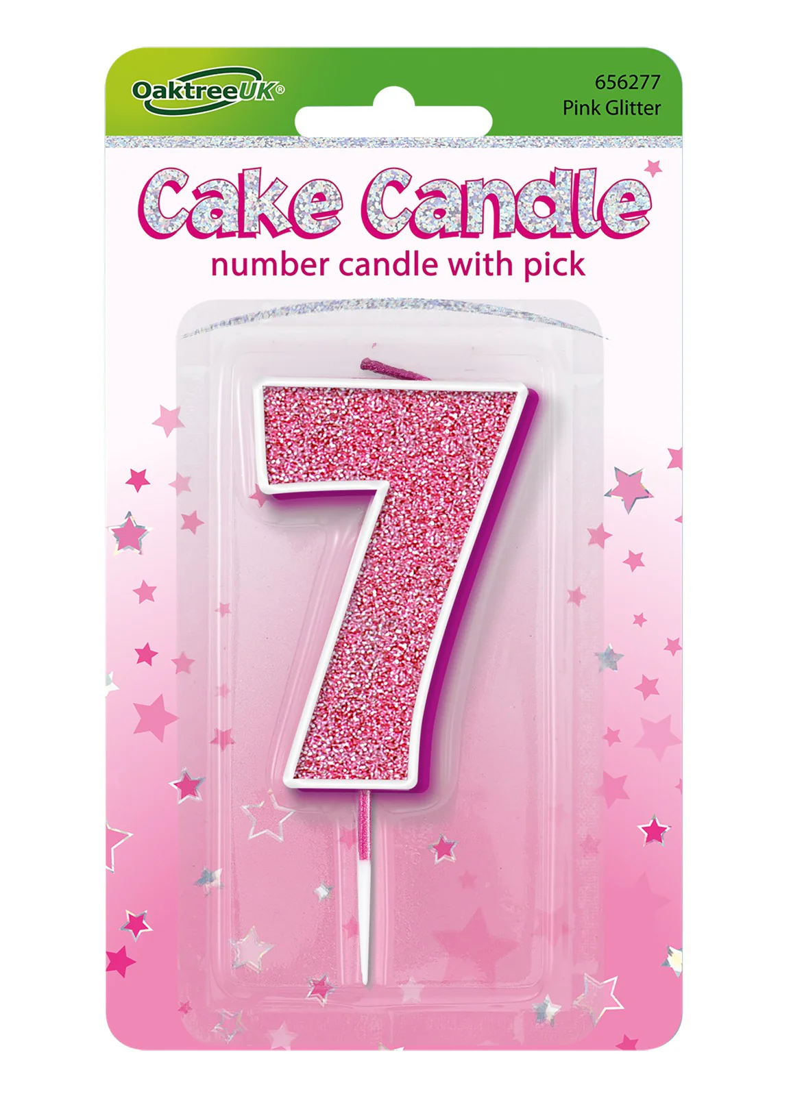 Pink Glitter Number 7 Candle - Image 2