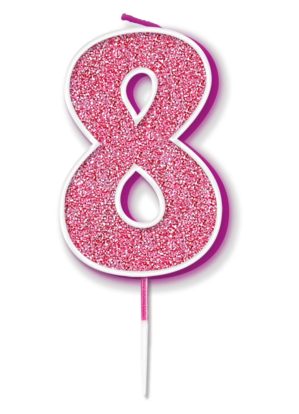 Pink Glitter Number 8 Candle