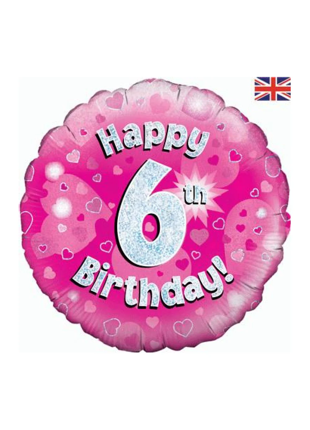 Pink Happy 6th Birthday Foil Balloon