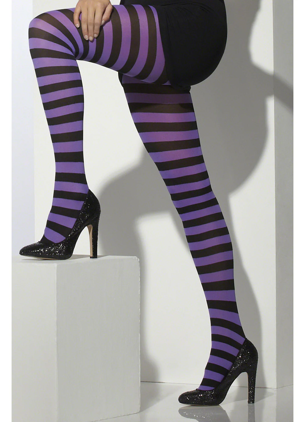 Purple & Black Striped Tights - Image 3