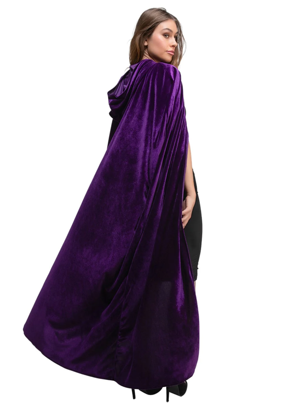Purple Velvet Hooded Cloak - Image 2