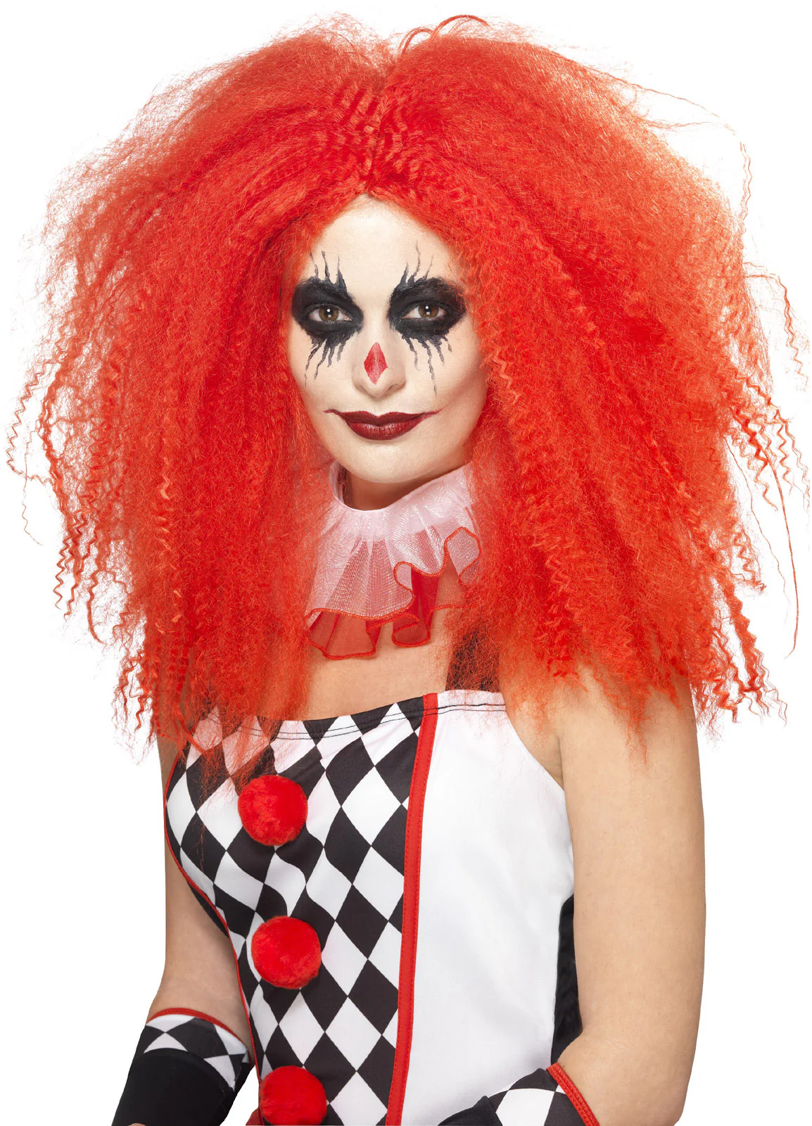 Red Crimped Clown Wig