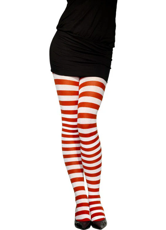 Red & White Striped Tights - Image 2