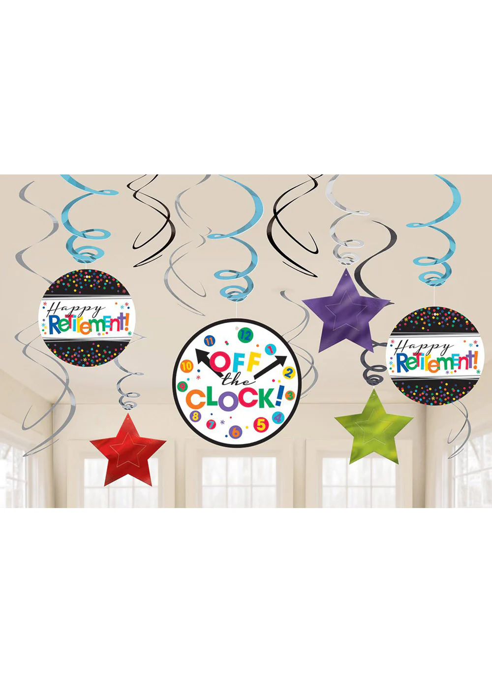 Retirement Party Swirl Decorations 12pk