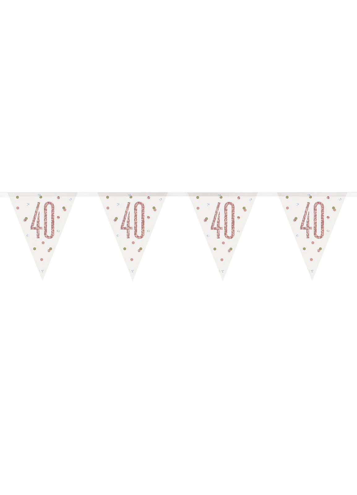Rose Gold Glitz Age 40 Flag Banner