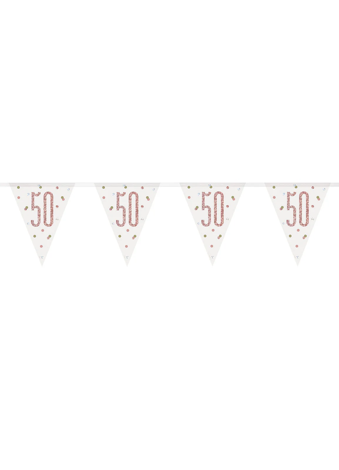 Rose Gold Glitz Age 50 Flag Banner - Image 2
