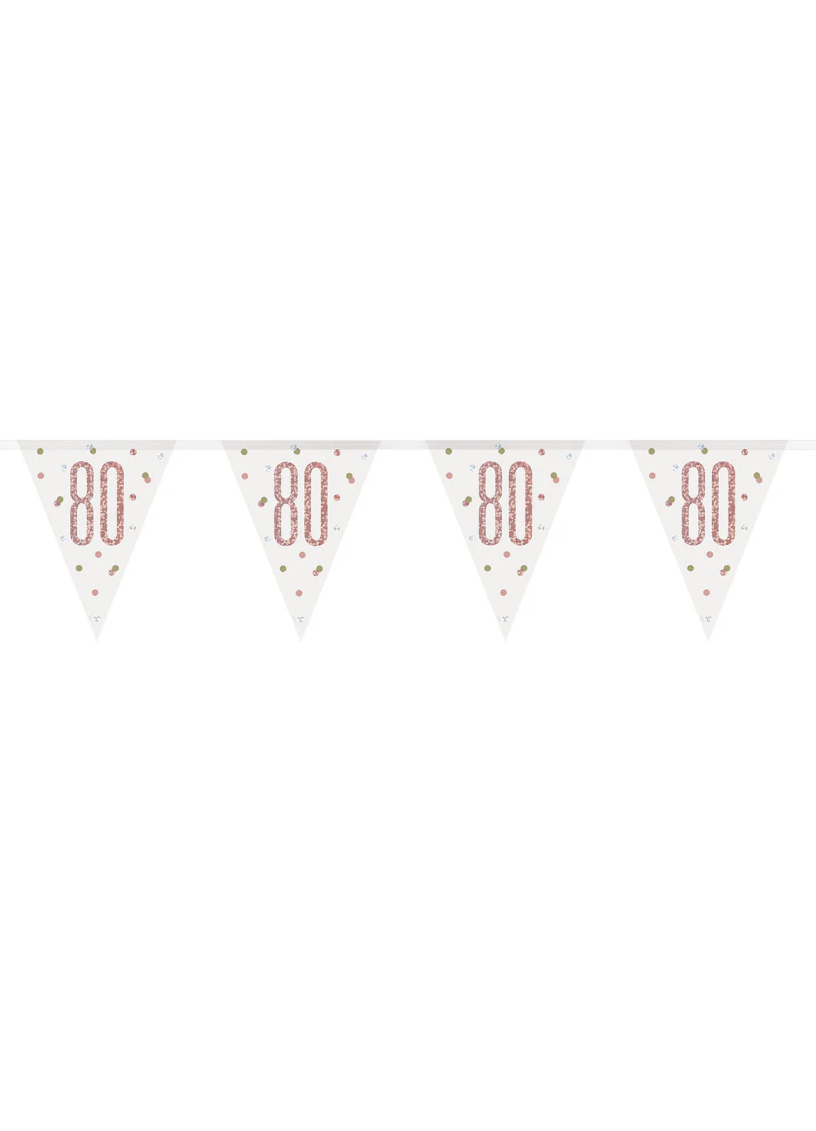 Rose Gold Glitz Age 80 Flag Banner