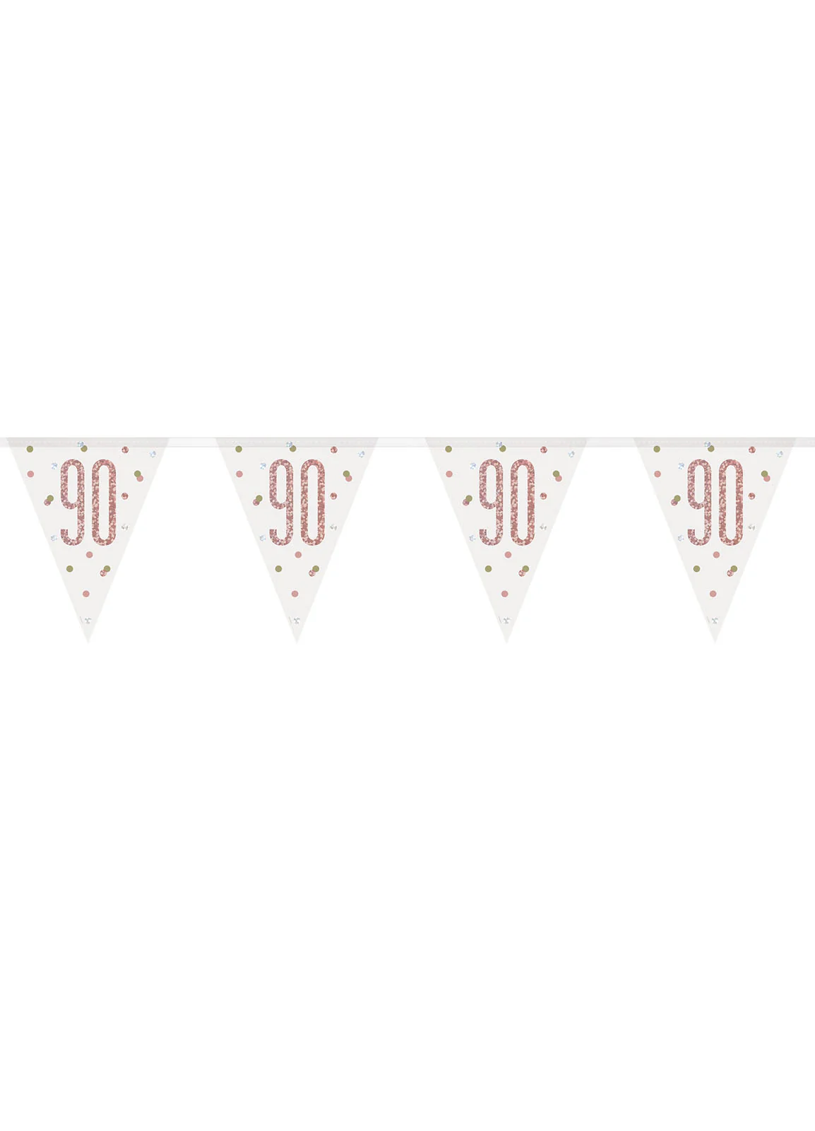 Rose Gold Glitz Age 90 Flag Banner - Image 2