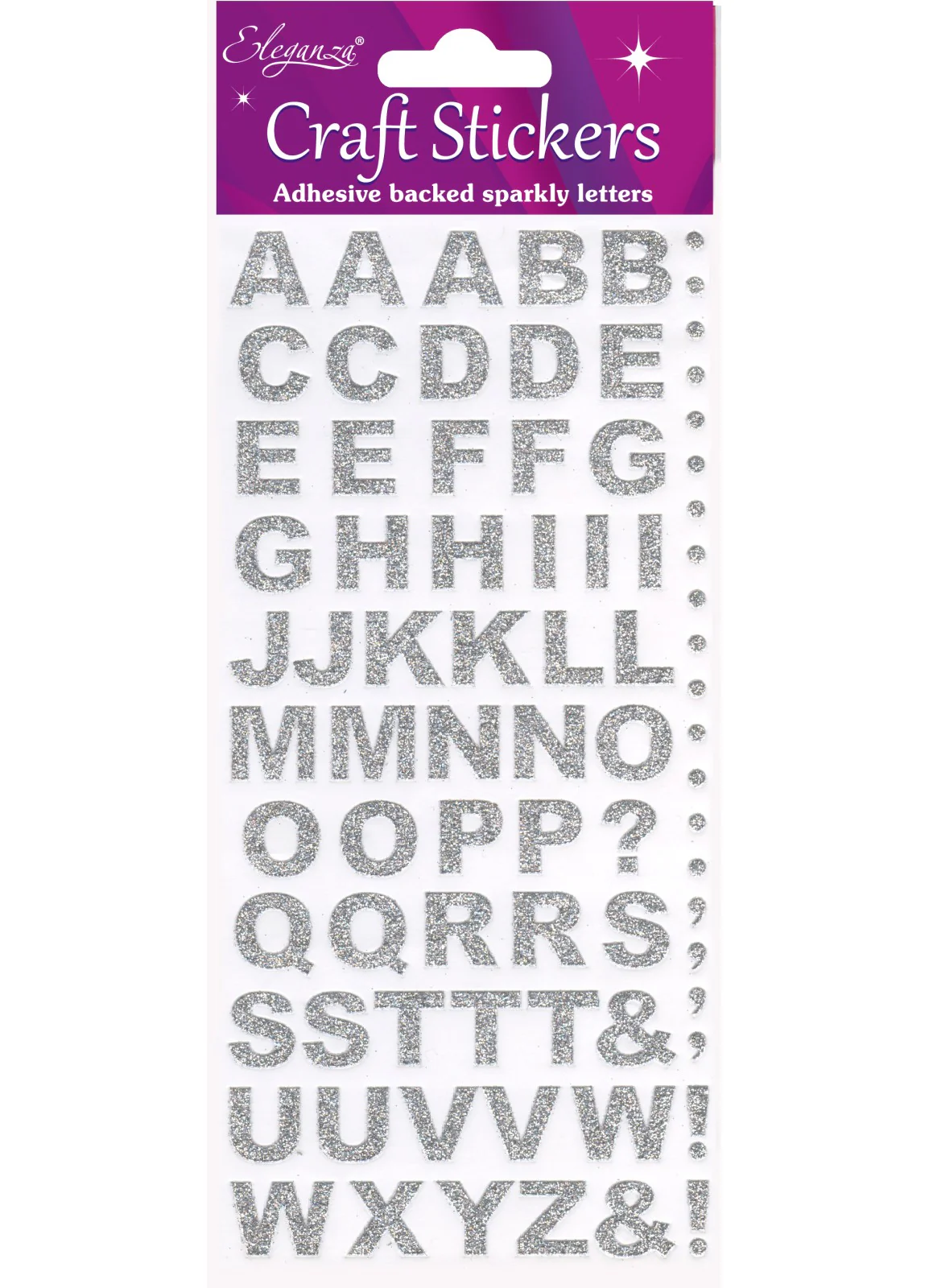 Silver Glitter Craft Letter Stickers