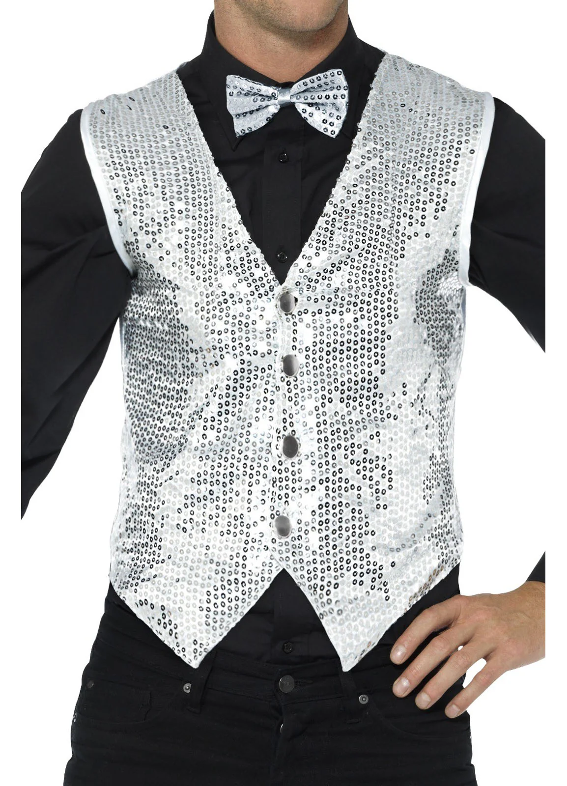 Silver Sequin Waistcoat